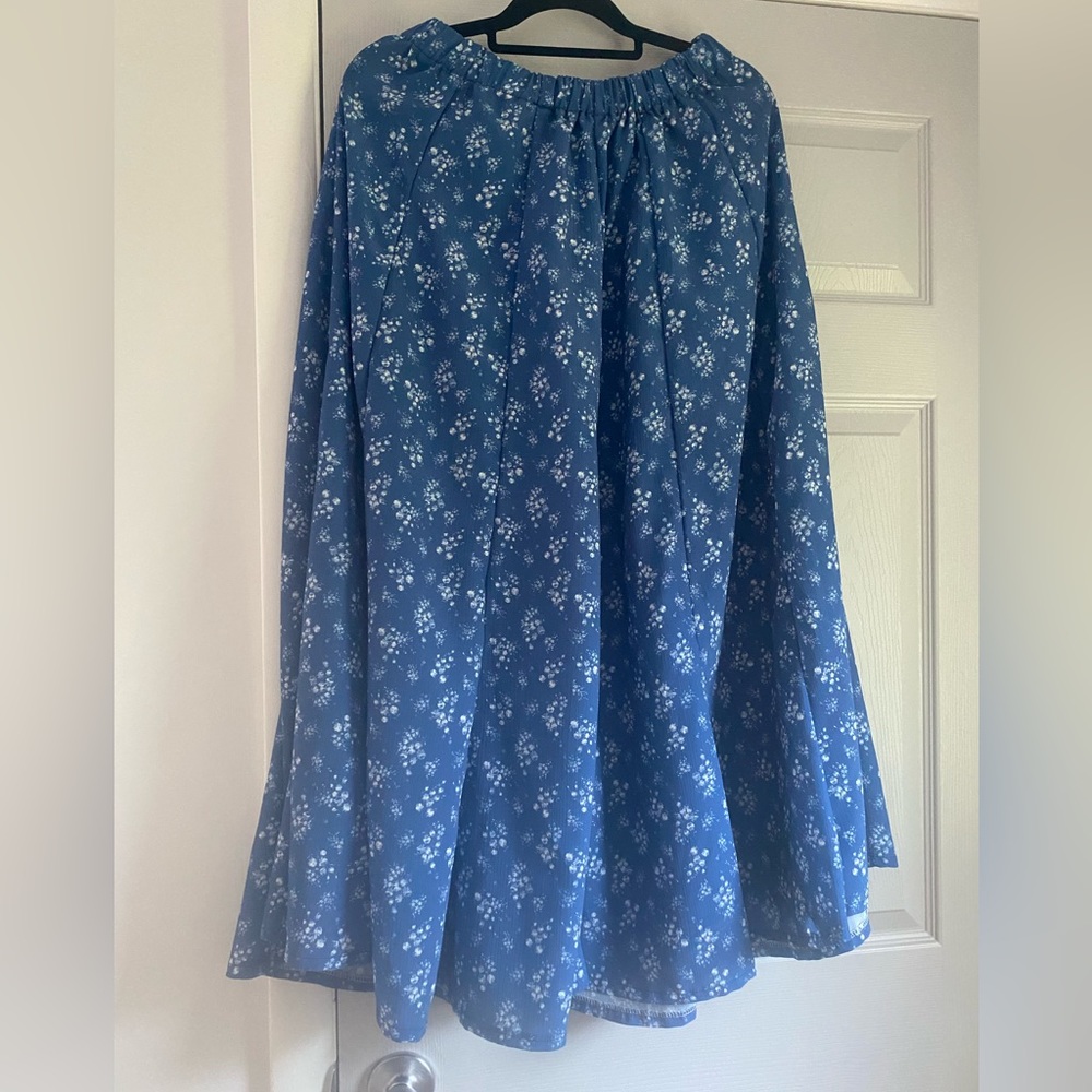 Blue and white floral maxi skirt
